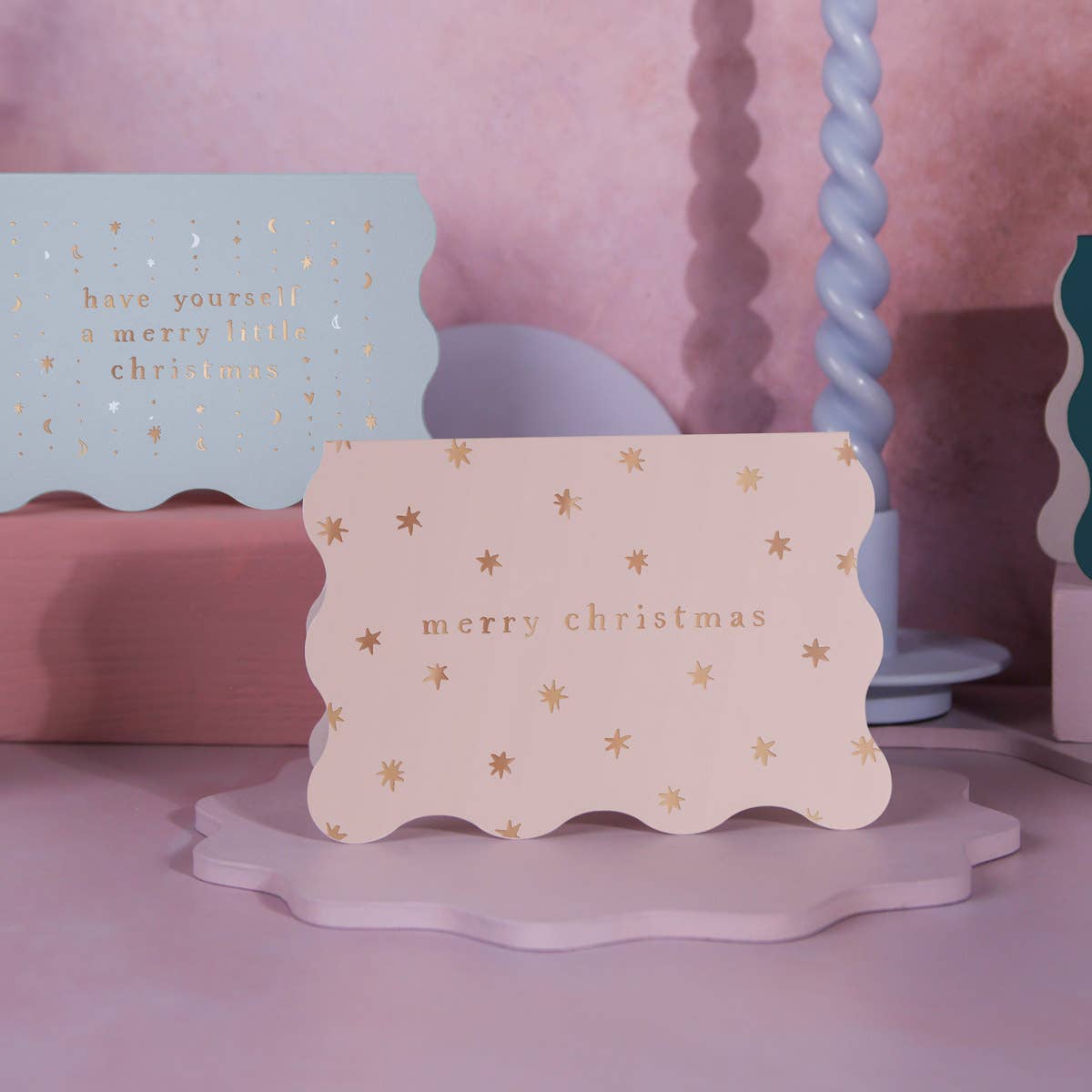 Glimmer Christmas Cards | Holiday Card, Light Blue & Gold