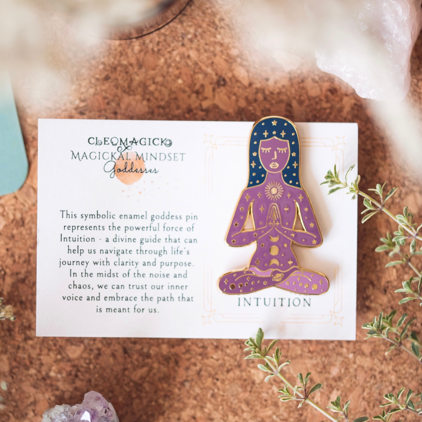 GODDESS OF INTUITION ENAMEL PIN, PURPLE AND GOLD