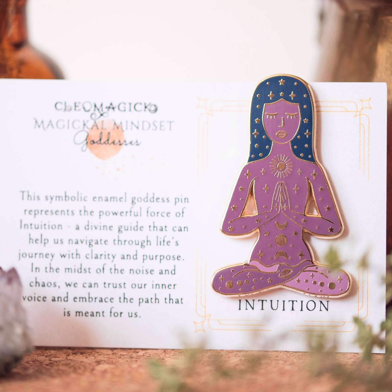 GODDESS OF INTUITION ENAMEL PIN, PURPLE AND GOLD