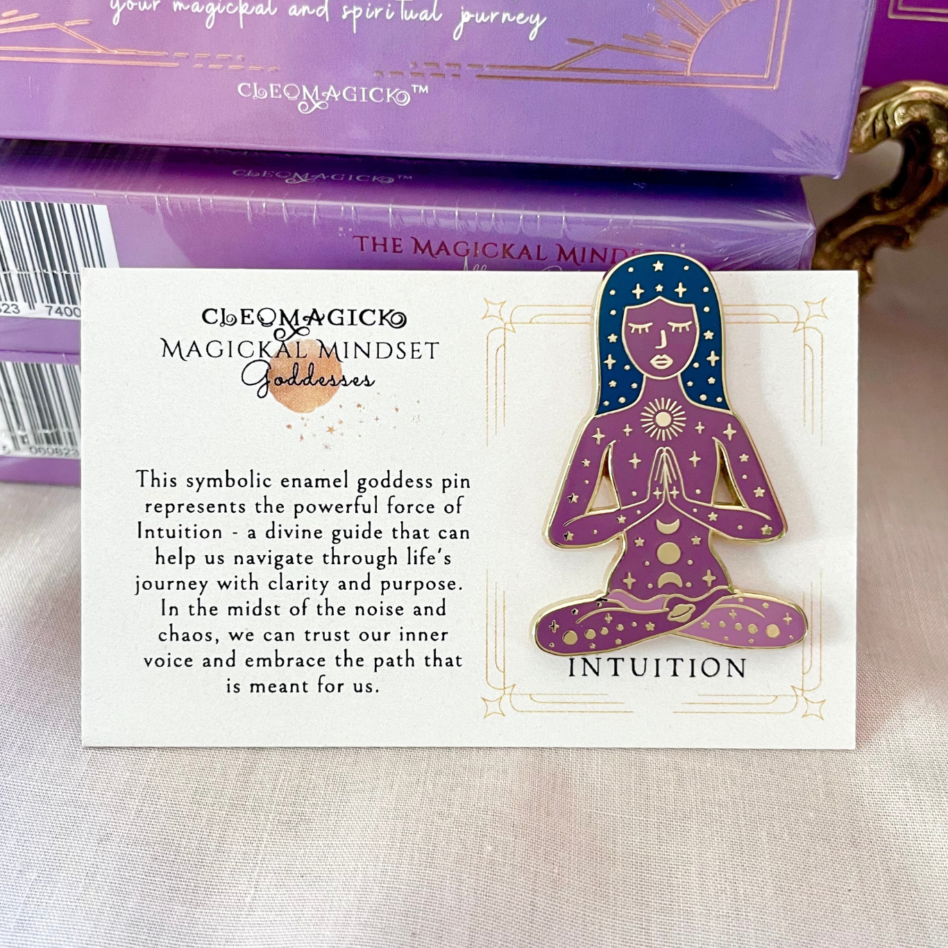 GODDESS OF INTUITION ENAMEL PIN, PURPLE AND GOLD