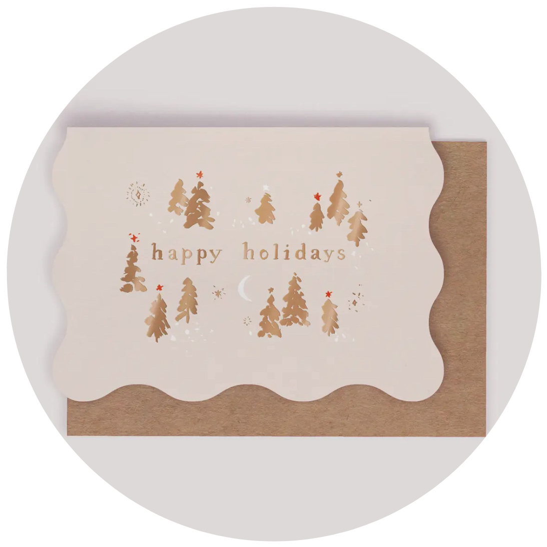 Trees Happy Holidays Card | Christmas Card, Beige & Gold