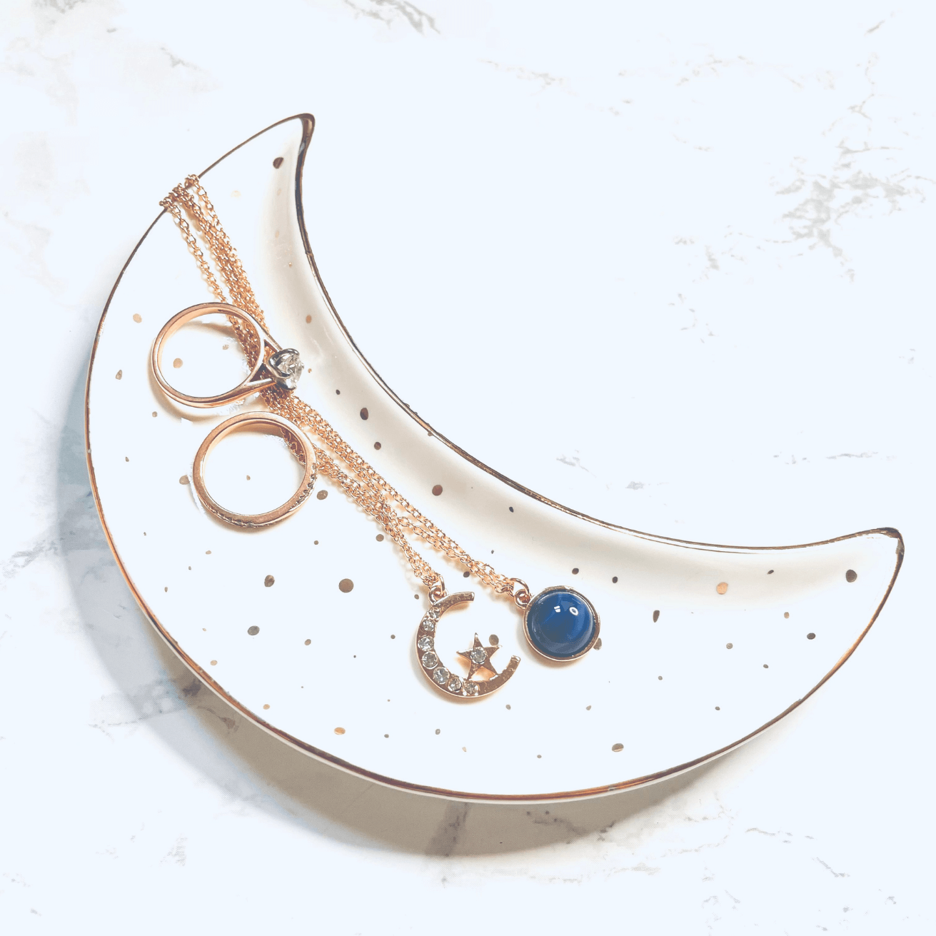 CRESCENT MOON TRINKET DISH, WHITE