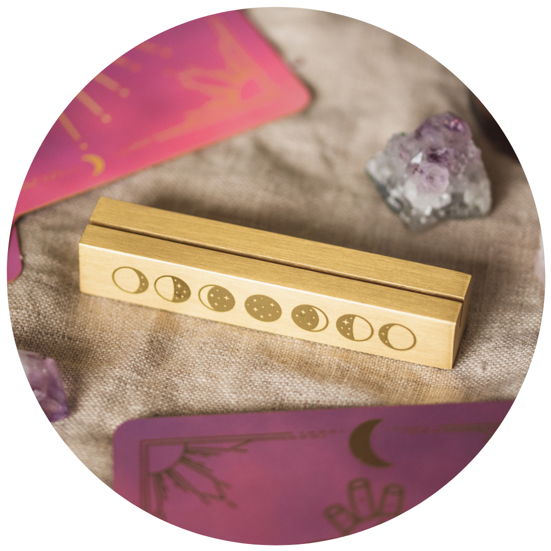 LUNAR ENGRAVED BRASS CARD STAND