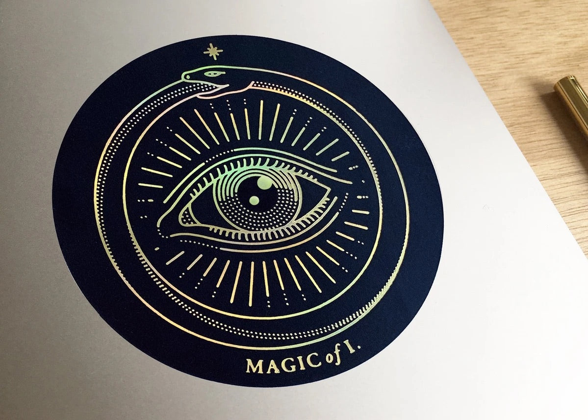 MAGIC OF I. ‘DARKNESS’ HOLOGRAPHIC STICKER, BLACK
