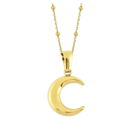 LA LUNE MOON PENDANT NECKLACE, GOLD