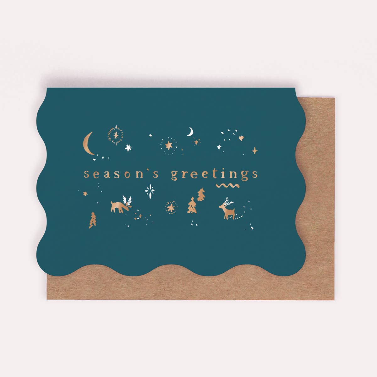 Season's Greetings Scene Card | Holiday Card, Green & Gold