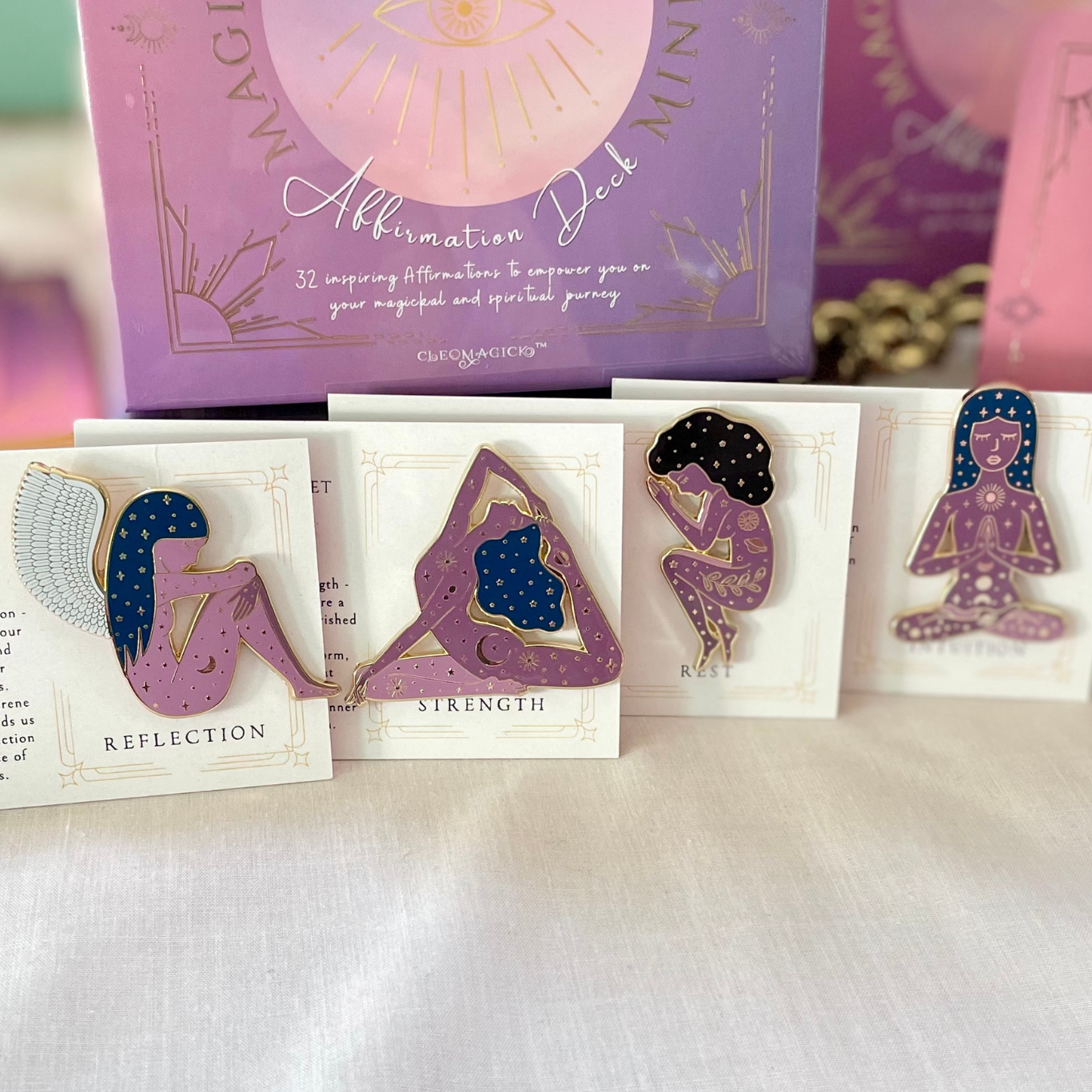 GODDESS OF REST ENAMEL PIN, PURPLE AND GOLD
