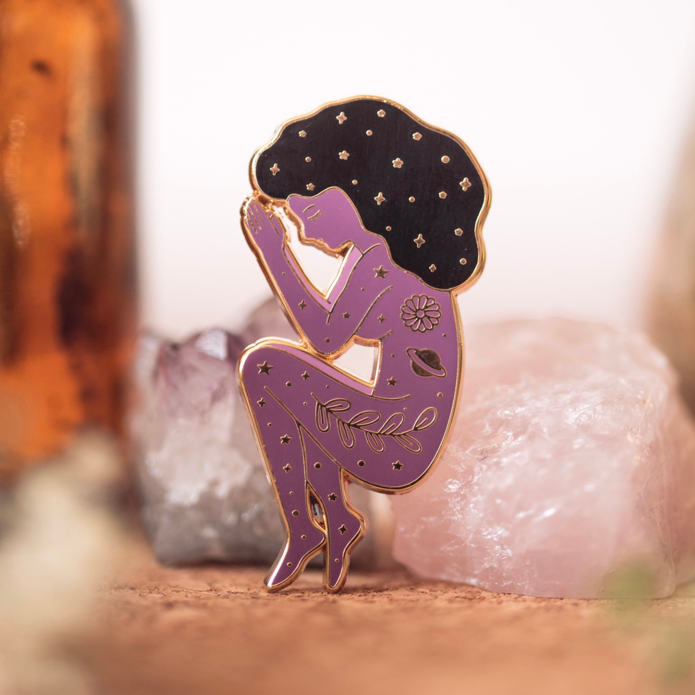 GODDESS OF REST ENAMEL PIN, PURPLE AND GOLD