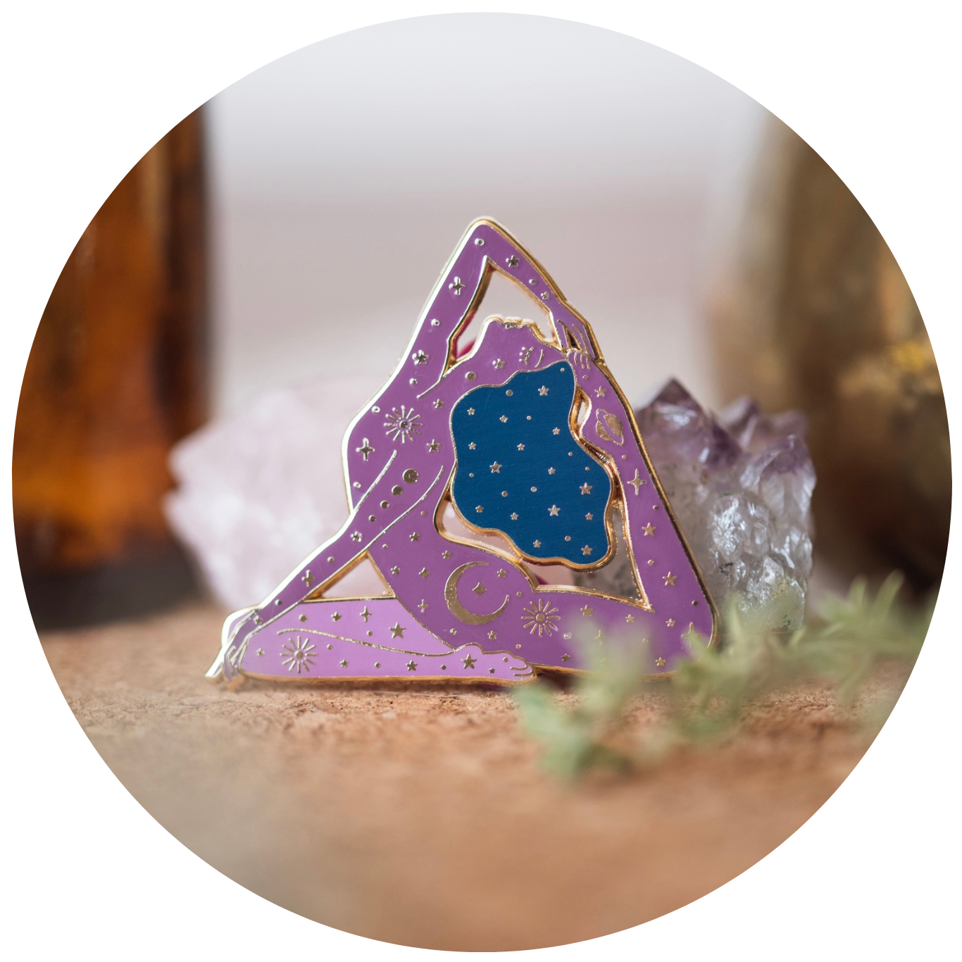 GODDESS OF STRENGTH ENAMEL PIN, PURPLE AND GOLD