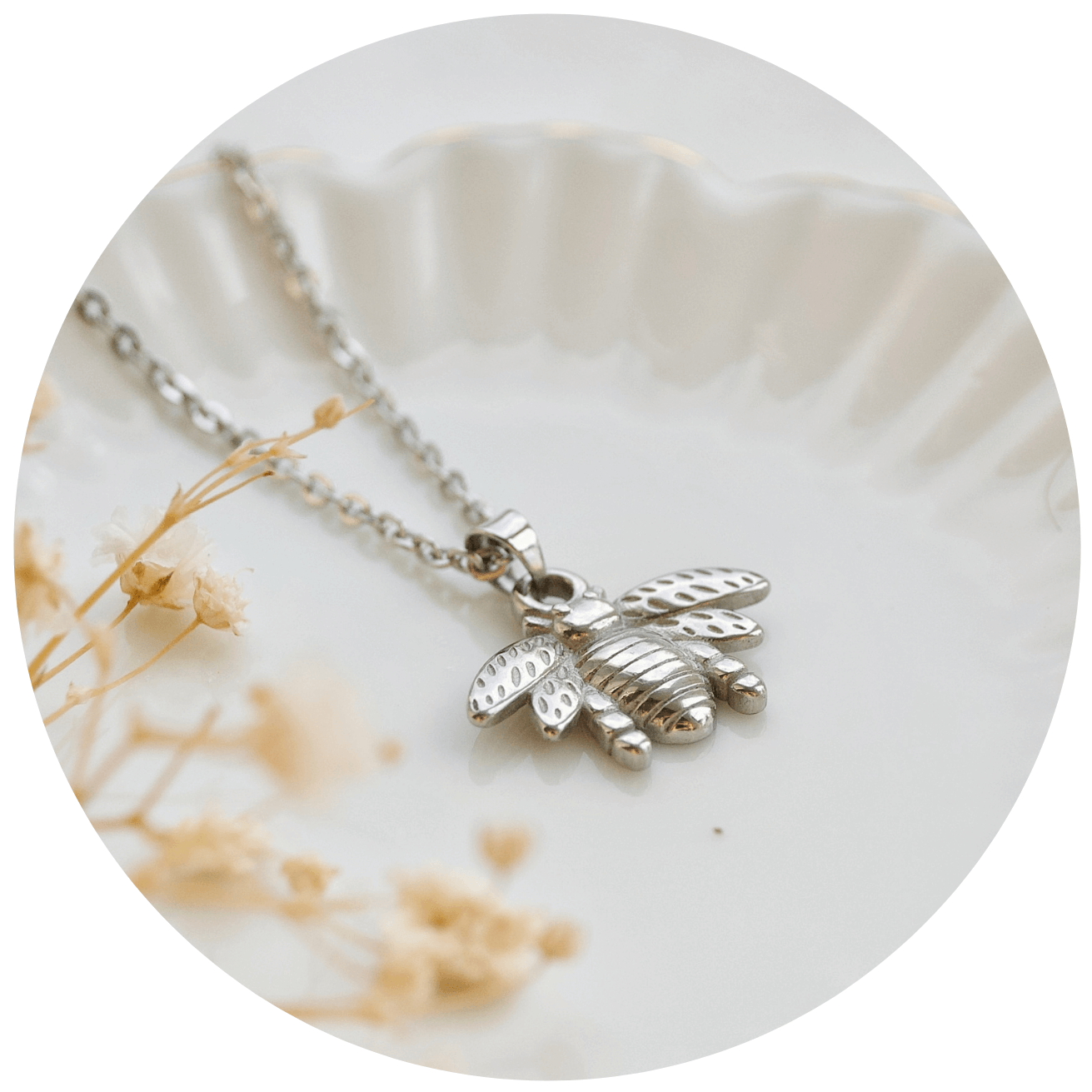 THE WINGED BUMBLEBEE PENDANT NECKLACE, SILVER