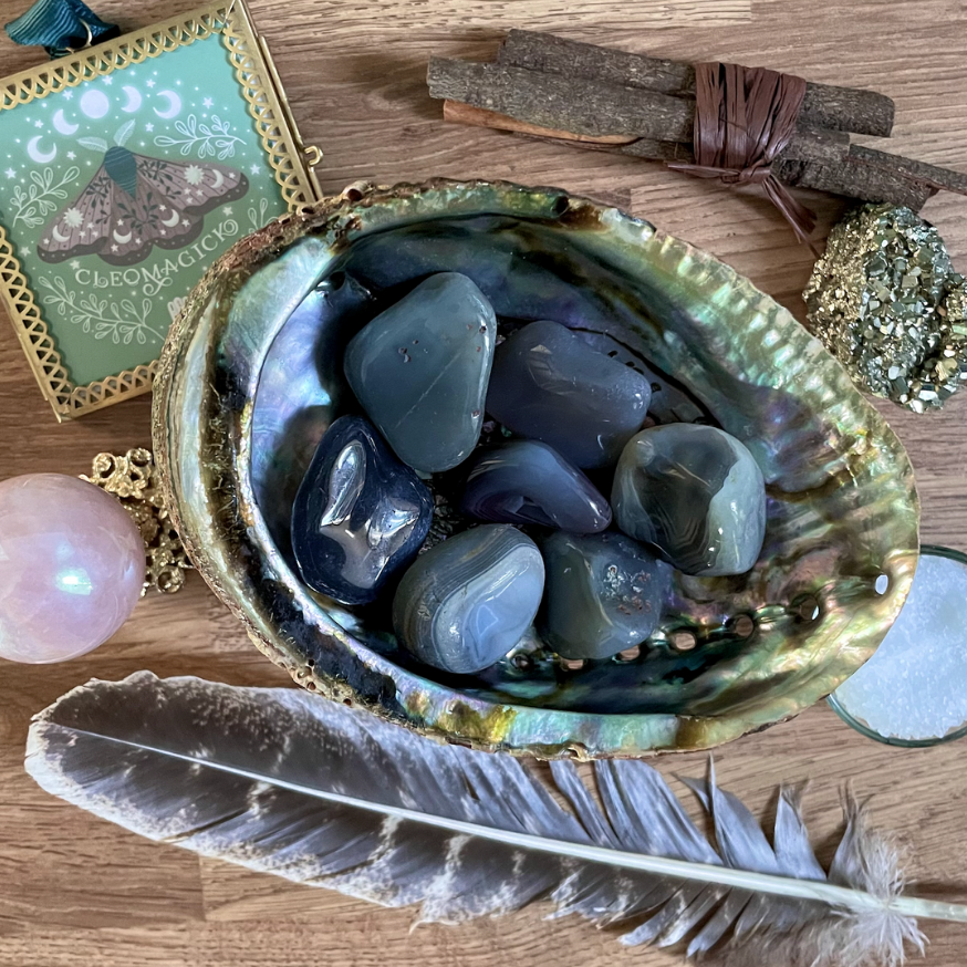 LARGE GREY AGATE HEALING TUMBLESTONE